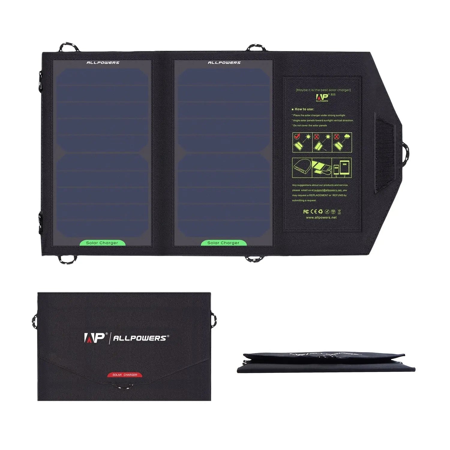 Foldable Solar Panel 5V/18V Highly Efficient Solar Battery Charger 21W