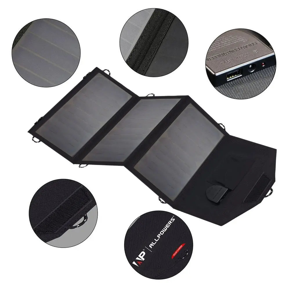 Foldable Solar Panel 5V/18V Highly Efficient Solar Battery Charger 21W