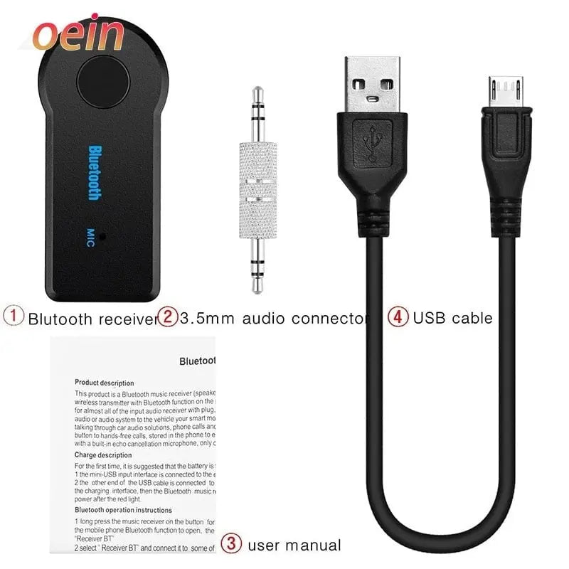 2-in-1 Wireless Bluetooth 5,0 Transmitter Adapter 3,5mm Auto über Aux Eingang