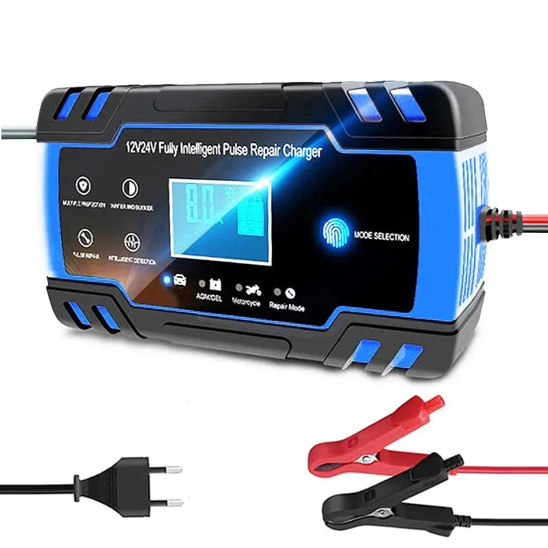 Car Battery Charger 12/24V 8A Touch Screen Pulse Repair Digital