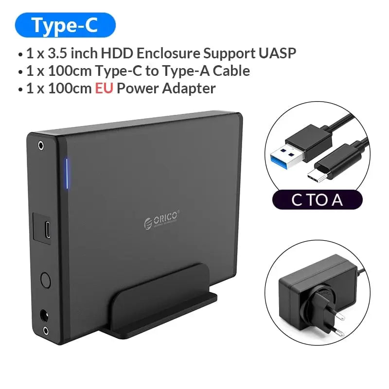3.5 inch HDD Case Type C Hard Drive Hard Drive Enclosure SATA USB 3.1
