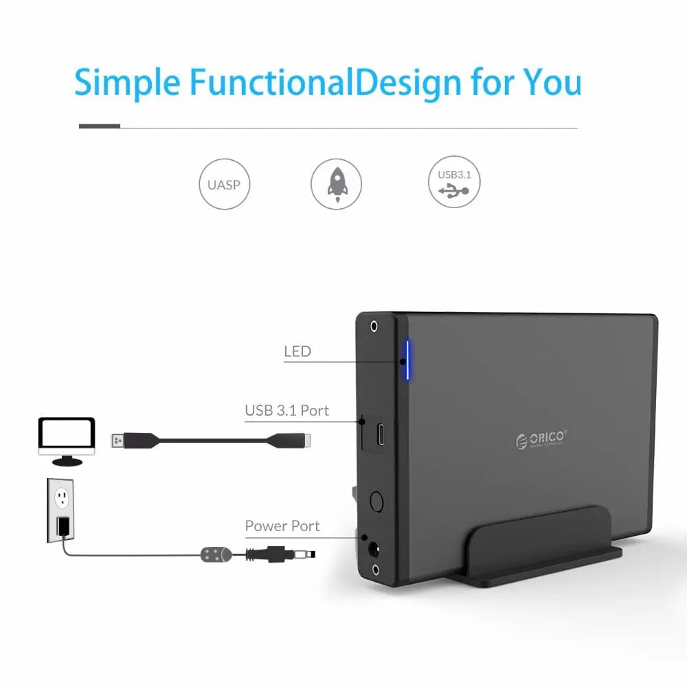 3.5 inch HDD Case Type C Hard Drive Hard Drive Enclosure SATA USB 3.1