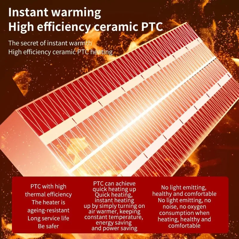 500W PTC ceramic fan heater, overheating and tipping protection electric heater