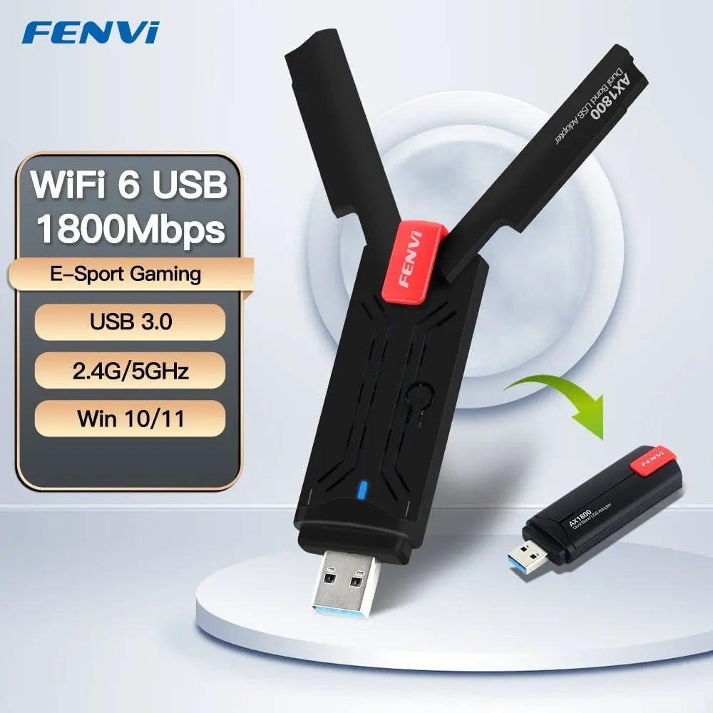 WiFi 6 USB Adapter Dual Band AX1800 2.4G/5GHz Wireless Wi-Fi Dongle Lan Receiver