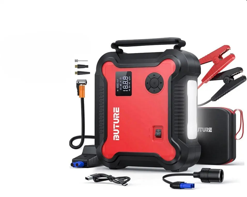 5in1 car jump starter power bank with air compressor, 3500A 26800mAh 150 PSI LED