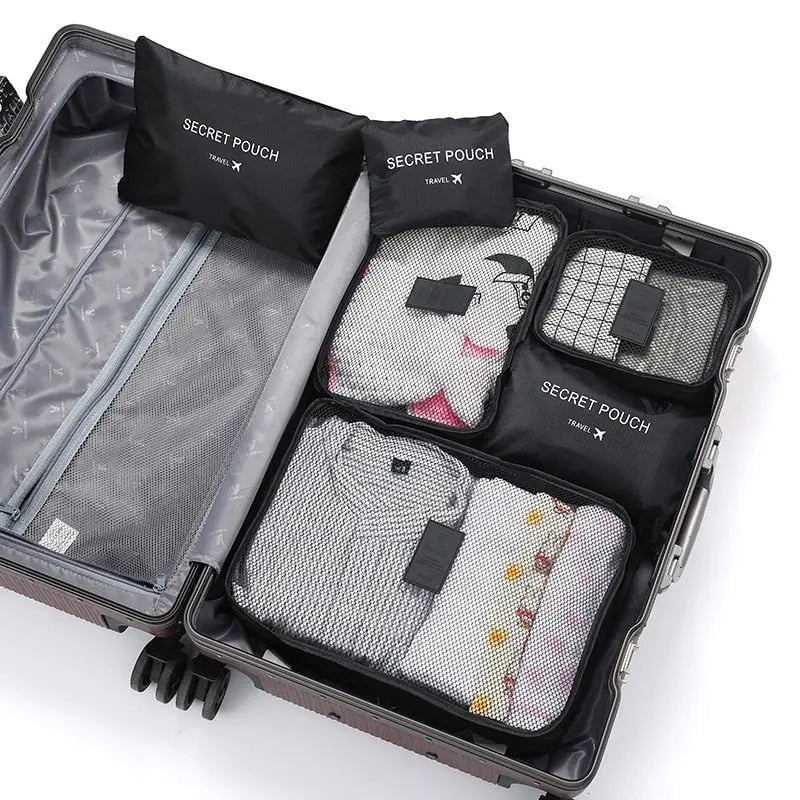 6 Piece Travel Storage Bag Set for Clothes Travel Organizer Cube Bags