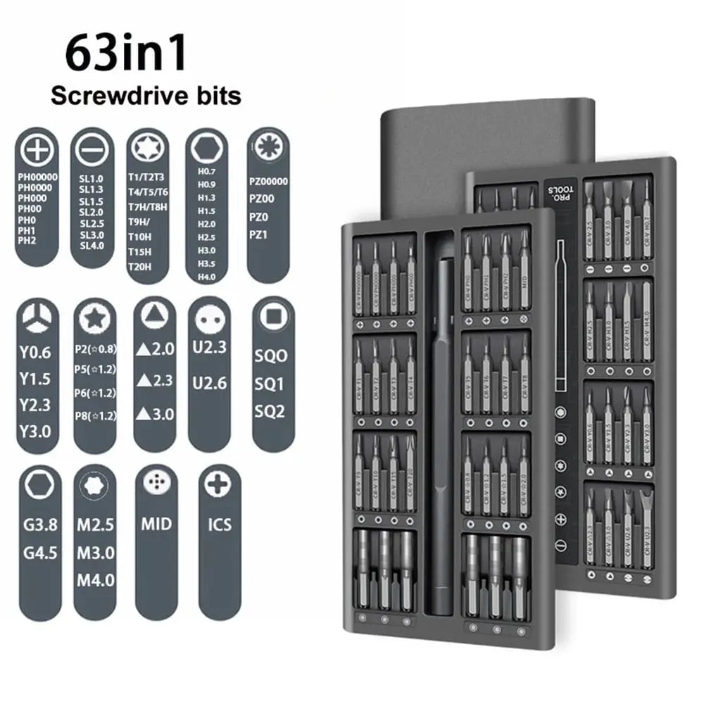 25 in 1 / 63 in 1 Mini Feinmechaniker Schraubendreher Set, Uhrenwerkzeug mit 24 Bits