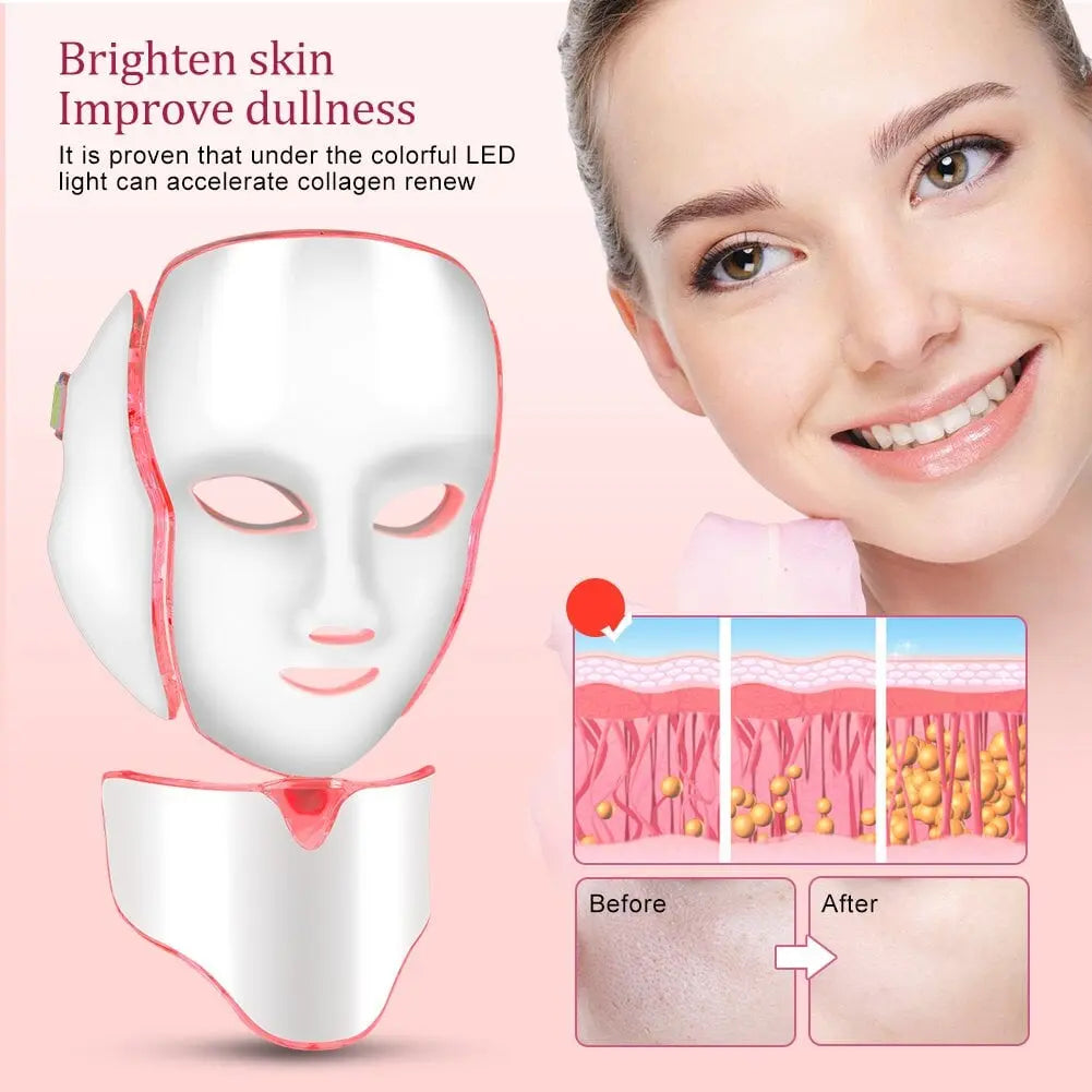 7 colors LED facial mask care anti acne therapy open pores