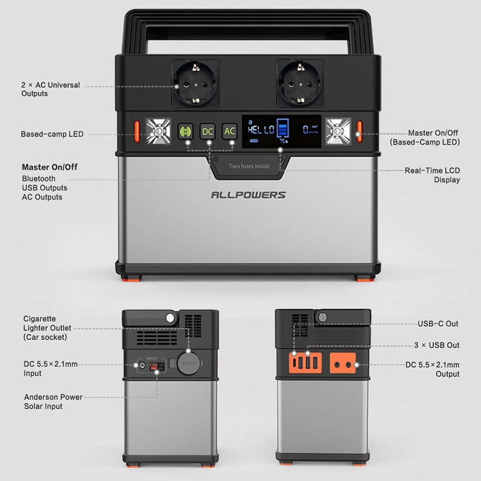 Portable power station/solar generator 288Wh/78000mAh for power supply