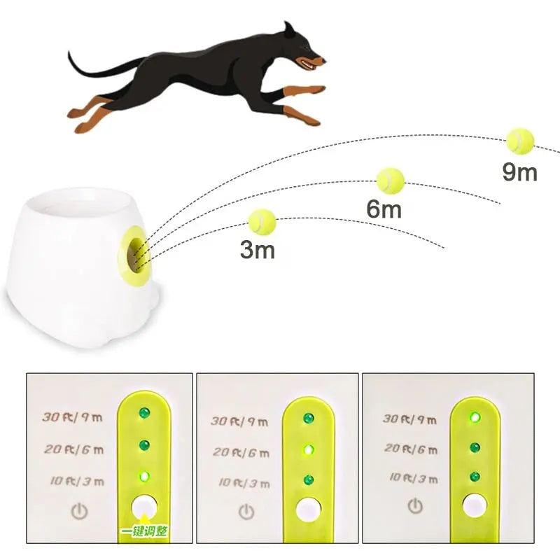 Automatic throwing machine 3/6/9m with 3 balls for dogs dog toys 