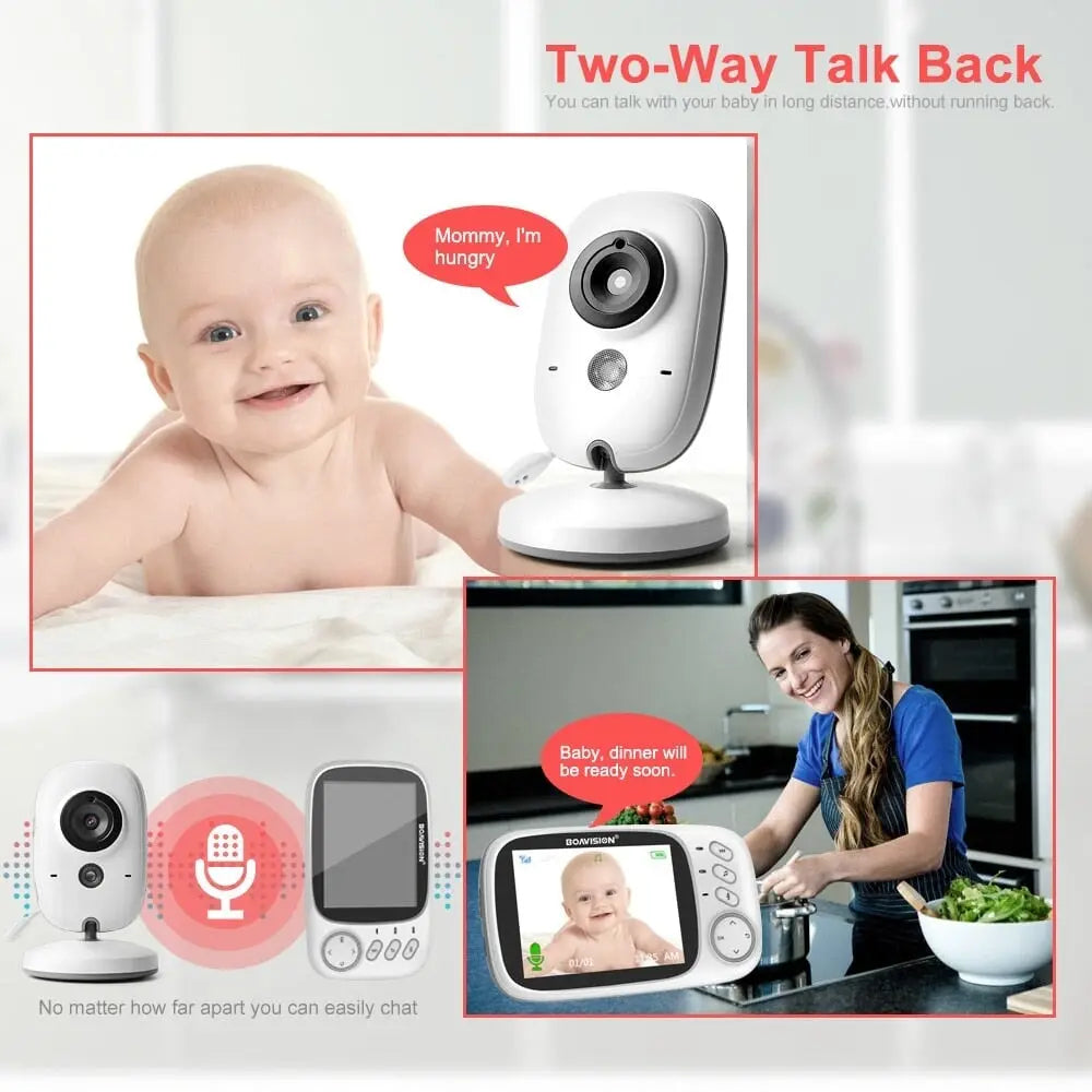 Babyphone mit Kamera und einem 3,2-Zoll LCD-Bildschirm mit Nachtsicht