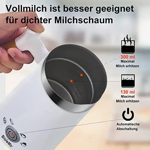 Biolomix-Milchaufschäumer Elektrisch 300ML 4 Voreingestellte Programme