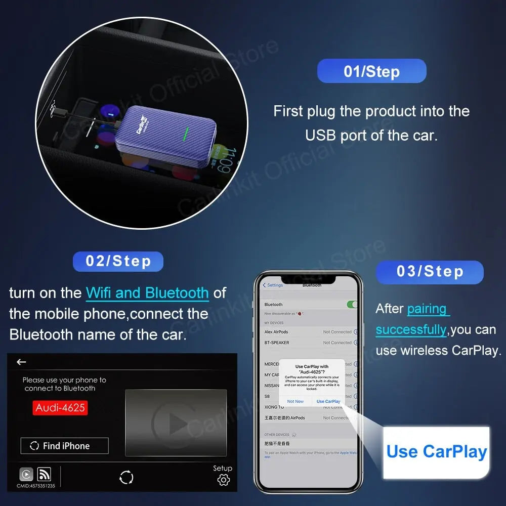 CarlinKit 4.0 Wireless CarPlay Wireless Android Auto Adapter automatic connection