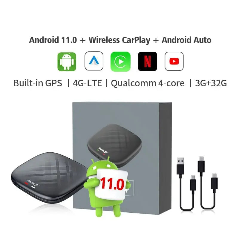 CarlinKit Android 11 Kit T-Box Plus Wireless CarPlay Adapter Android 11 CarPlay & Android Auto