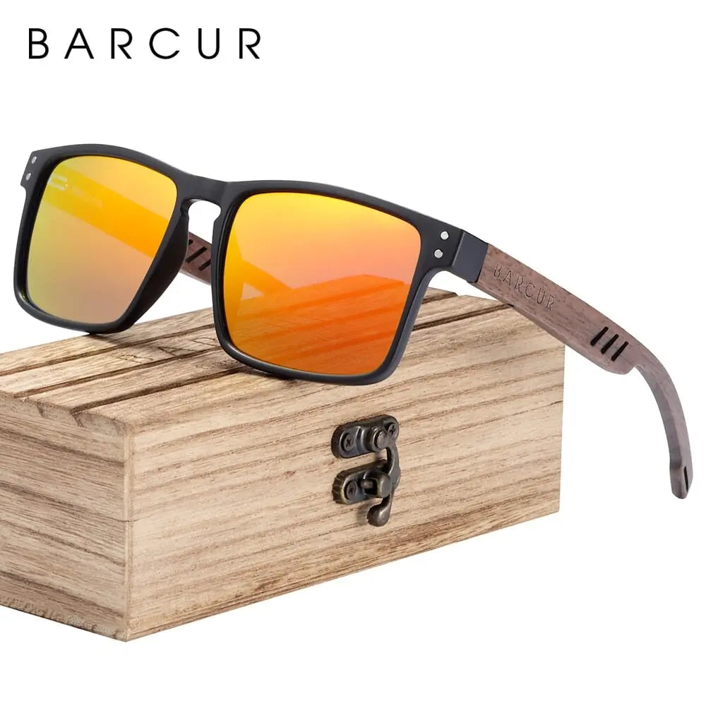 Designer Sonnenbrille Polarisierte Brillen UV400 Walnuss Holz Look