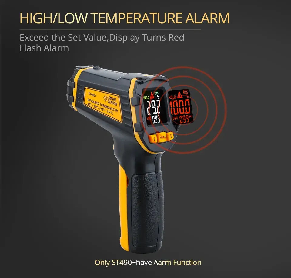 Digital infrared thermometer laser measuring device non-contact temperature measurements color LCD display