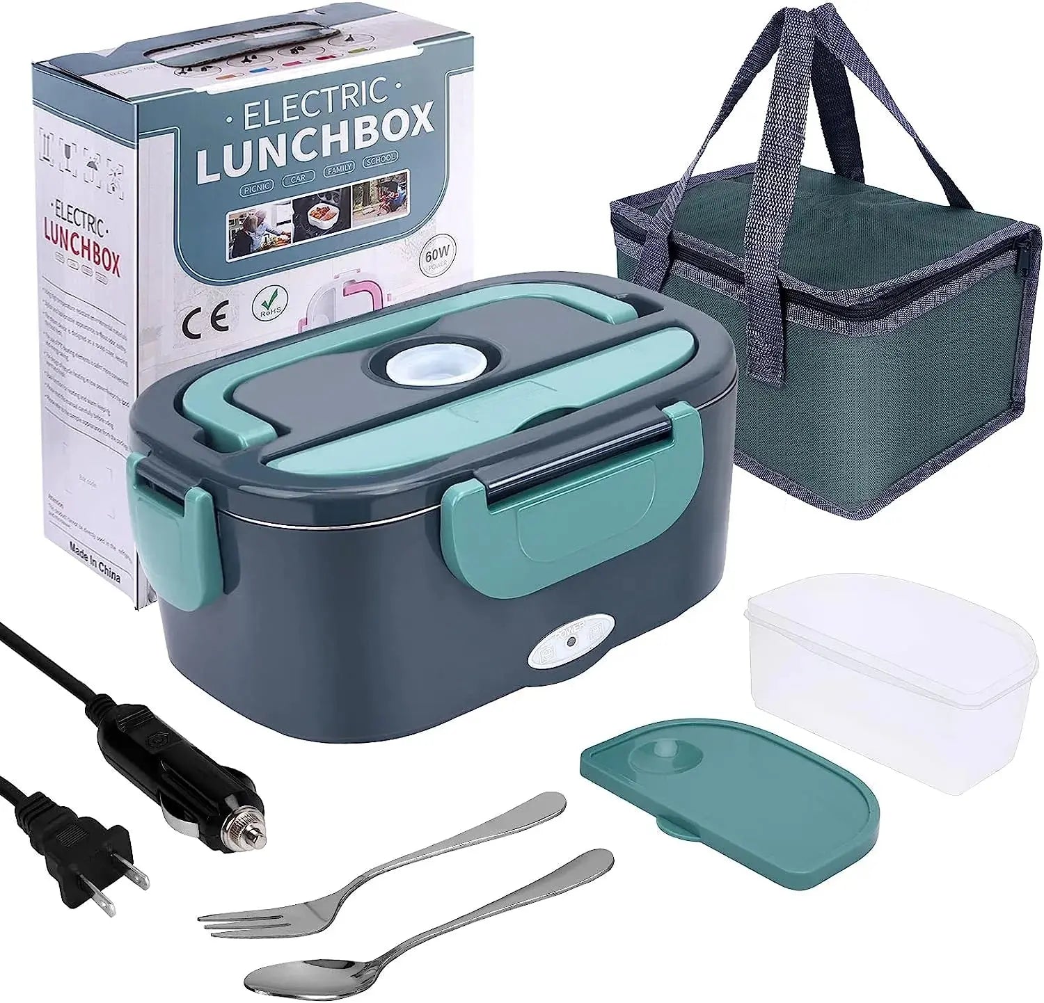 Elektrische Lunchbox - Heiße Mahlzeiten Essen to go: 1.5L 60W Tragbar, Auslaufsicher, Mikrowellengeeignet