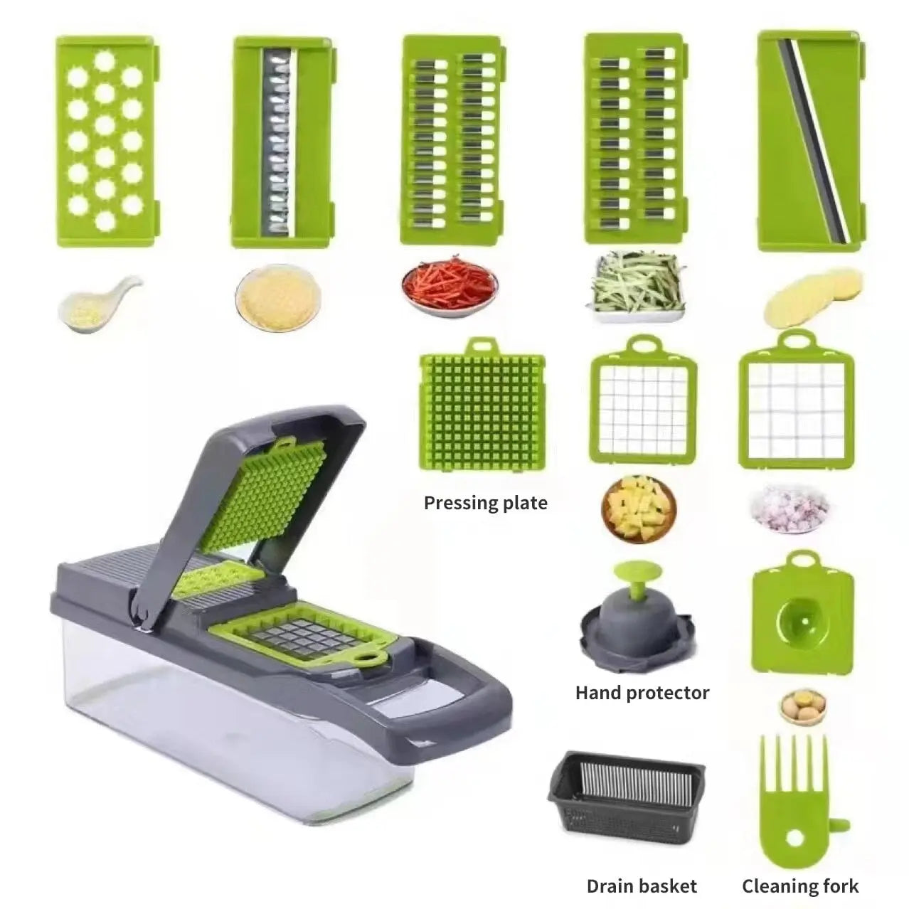 12 in 1 Multifunctional Fruit/Vegetable Cutter Chopper Slicer Grater with Basket