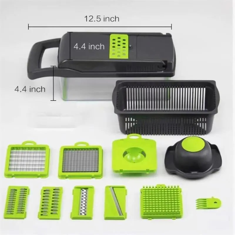 12 in 1 Multifunctional Fruit/Vegetable Cutter Chopper Slicer Grater with Basket