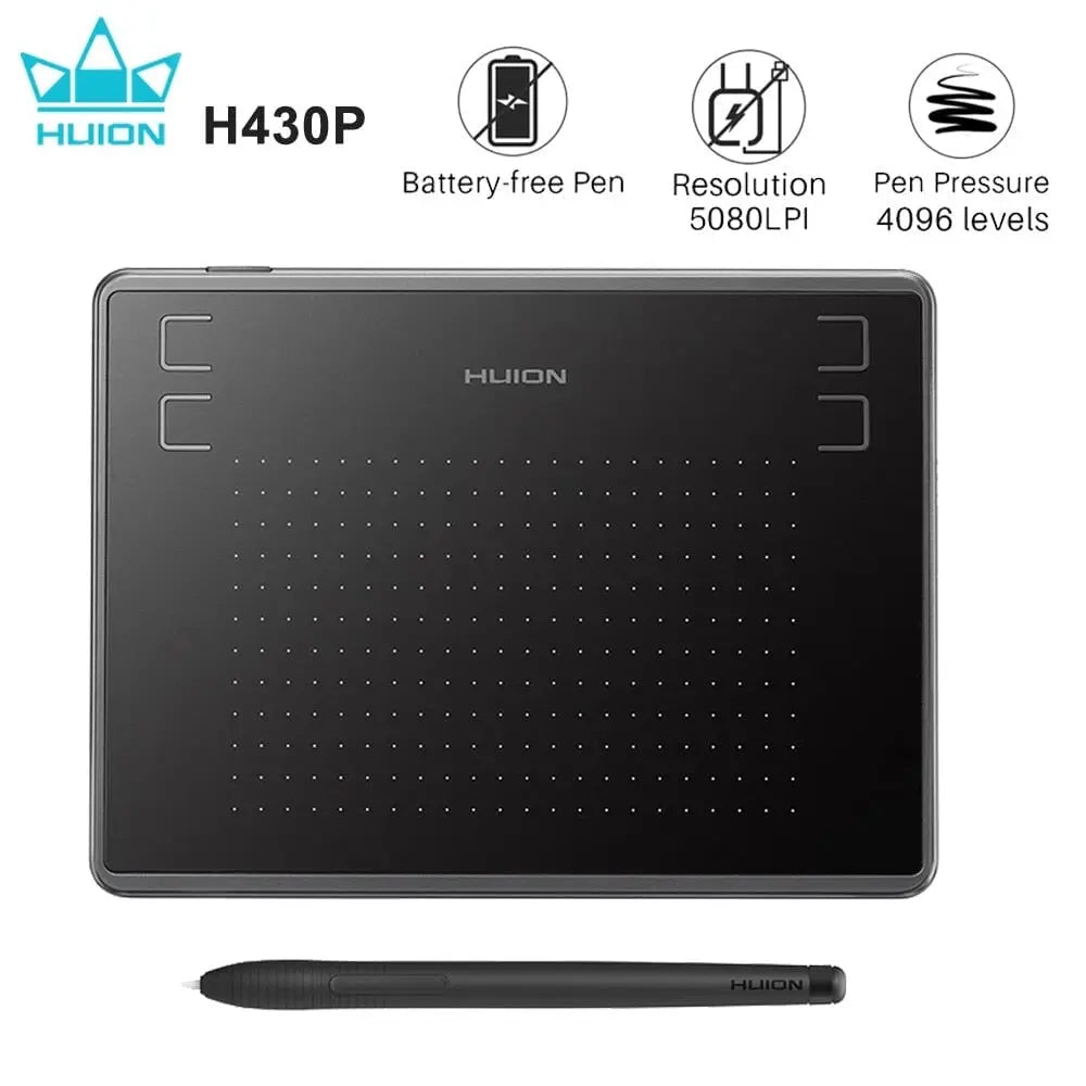 HUION H430P Graphics Drawing Digital Tablets Signature Pen Tablet Battery-free Pen