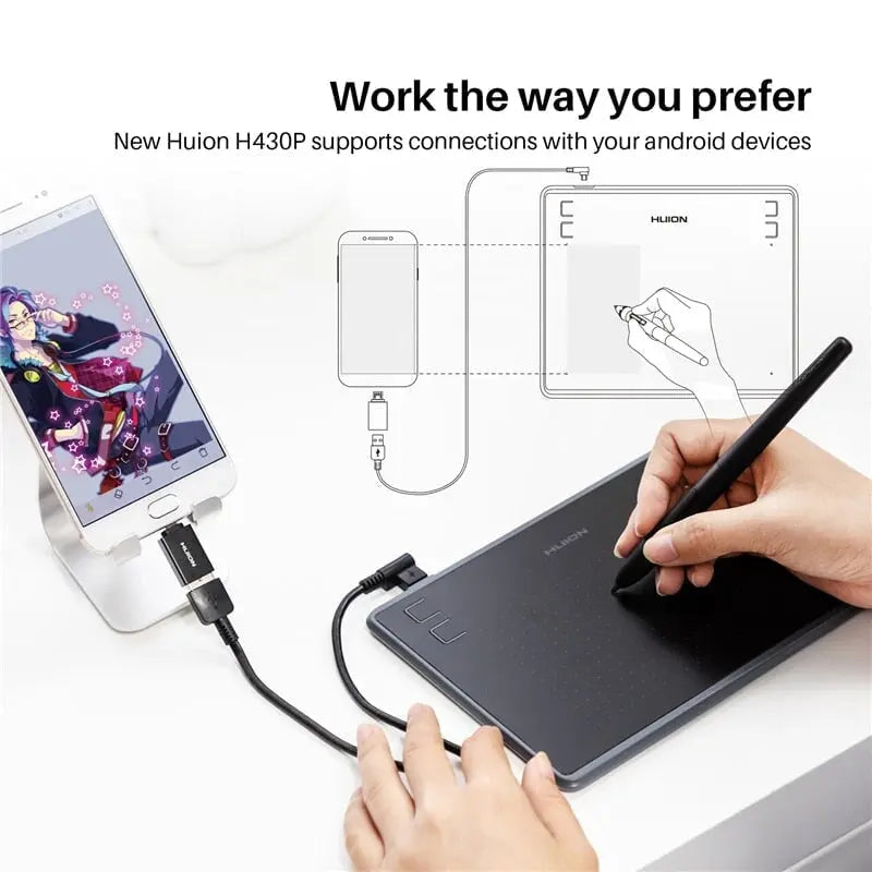 HUION H430P Graphics Drawing Digital Tablets Signature Pen Tablet Battery-free Pen