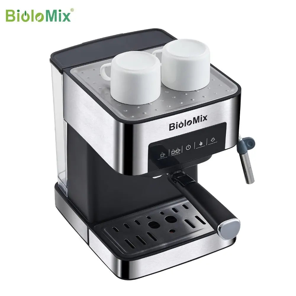 Italian espresso machine with milk frothing stick for espresso, cappuccino, latte