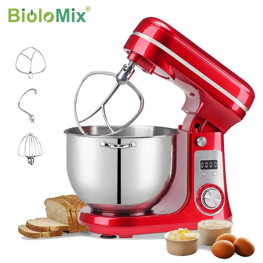 Food processor 1200W tiltable and 6L stainless steel bowl, dough hook, whisk etc