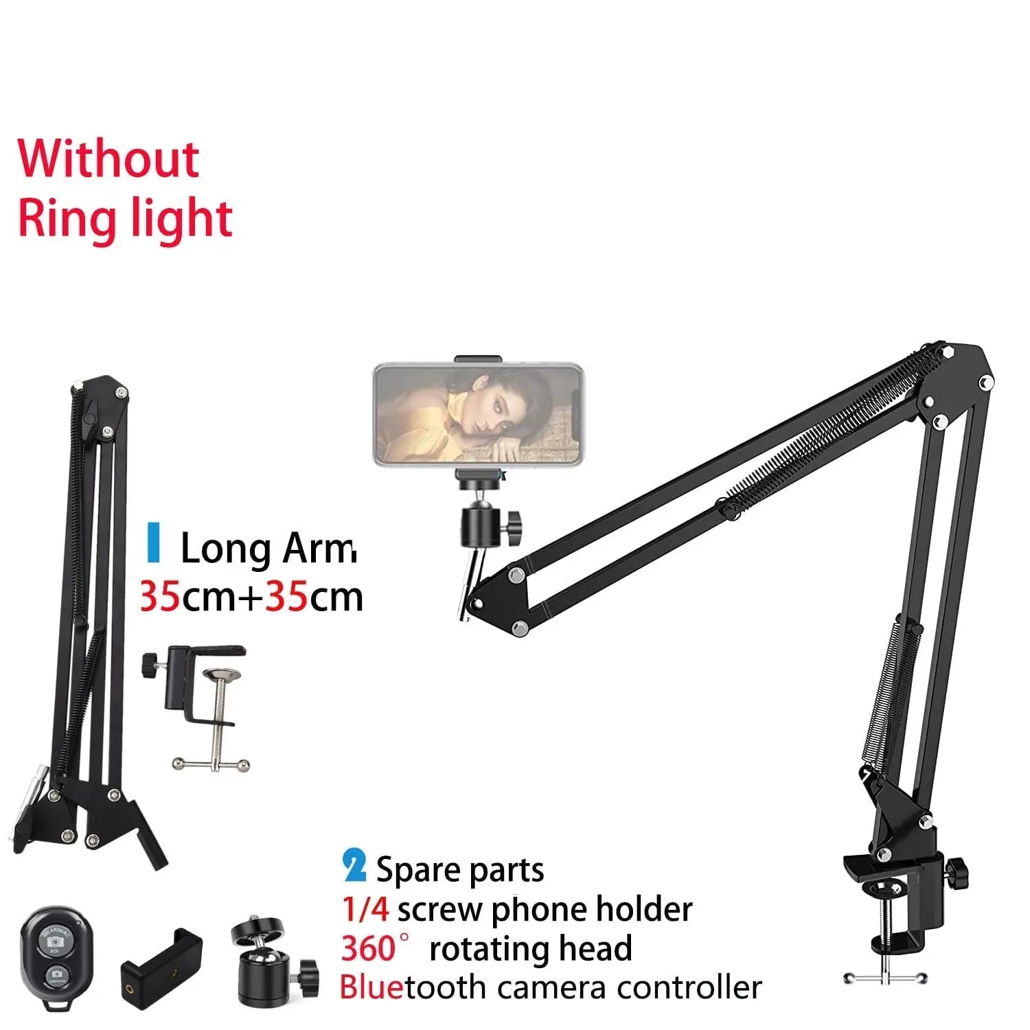 LED selfie ring lamp with folding arm tripod photography for e.g. YouTube streaming