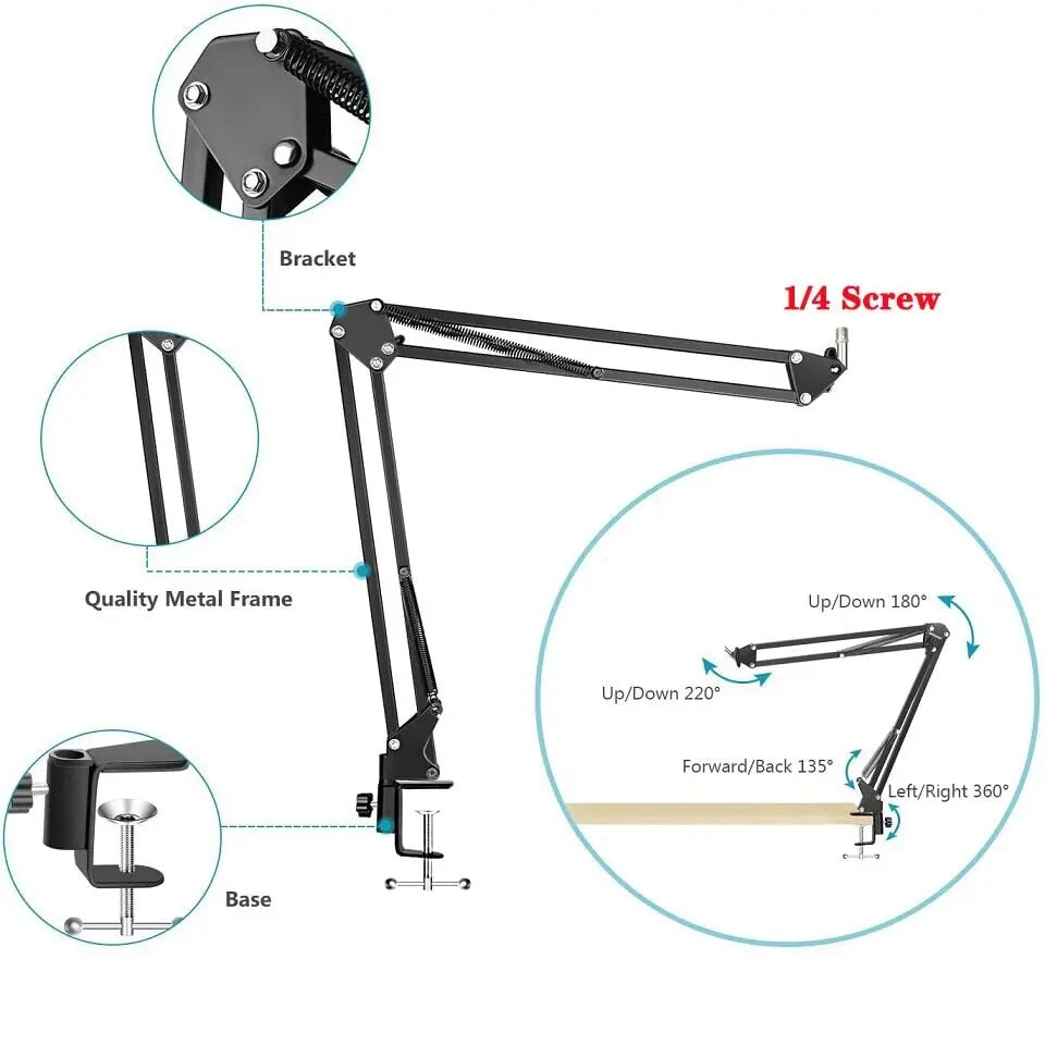 LED selfie ring lamp with folding arm tripod photography for e.g. YouTube streaming