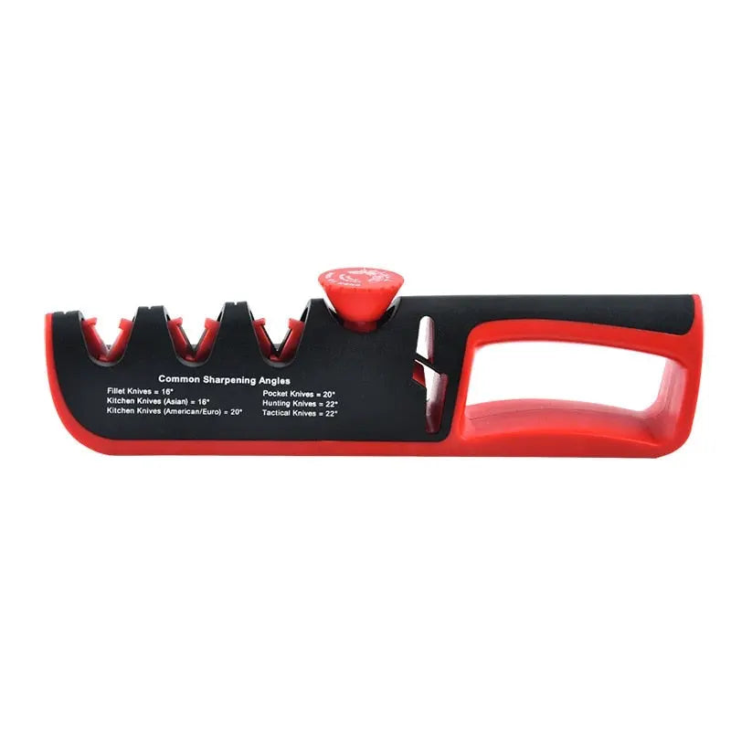 Knife and scissor sharpener with adjustable sharpening angle