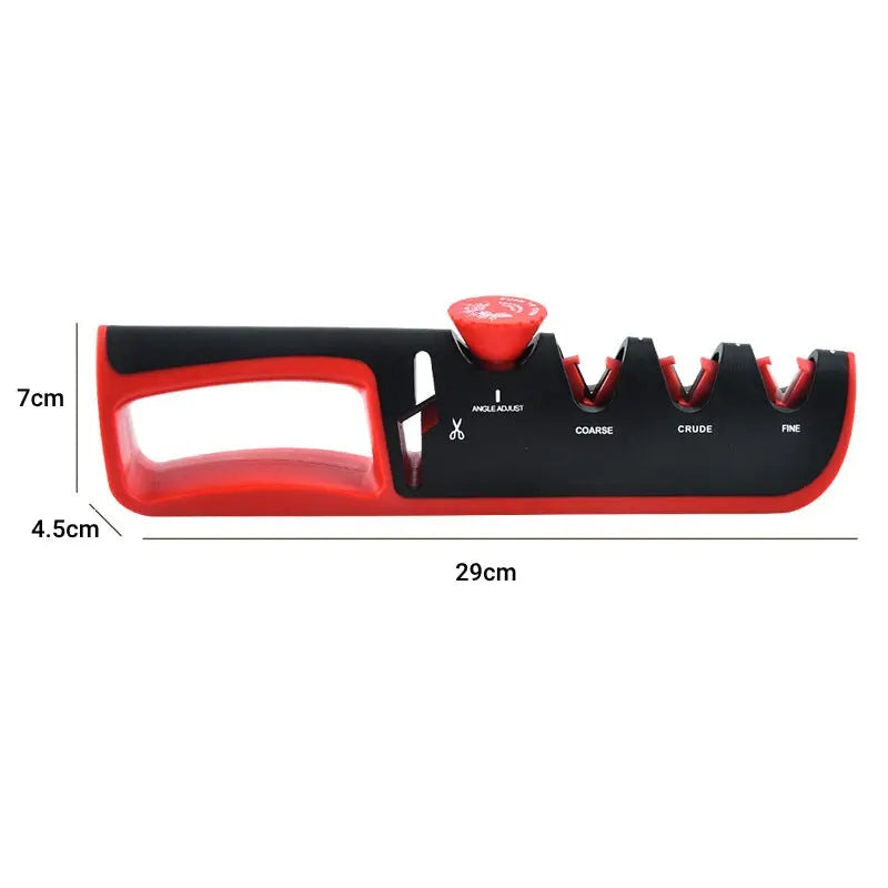 Knife and scissor sharpener with adjustable sharpening angle