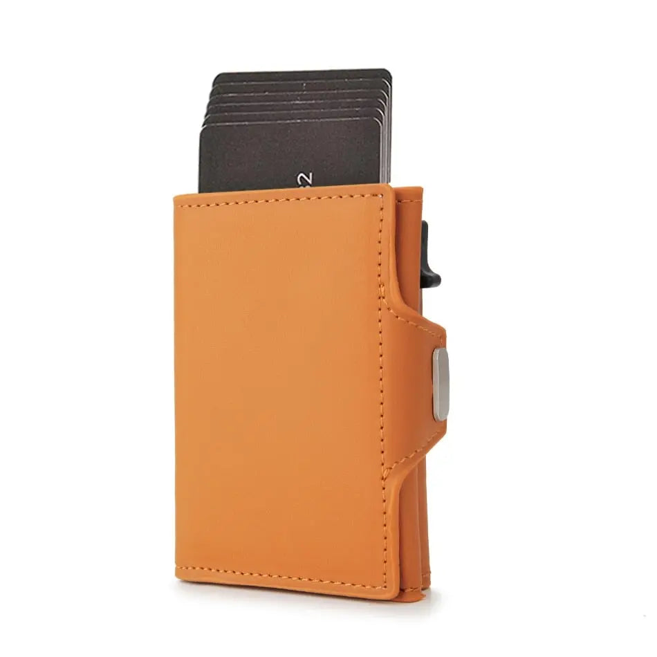 Mini wallet with RFID protection and coin compartment made of genuine leather