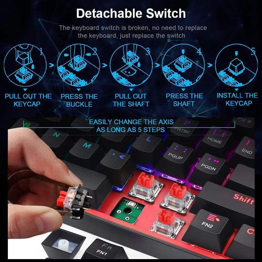 REDRAGON Fizz RGB USB Mini Mechanical Gaming Keyboard Red Switch 61 Detachable Cable