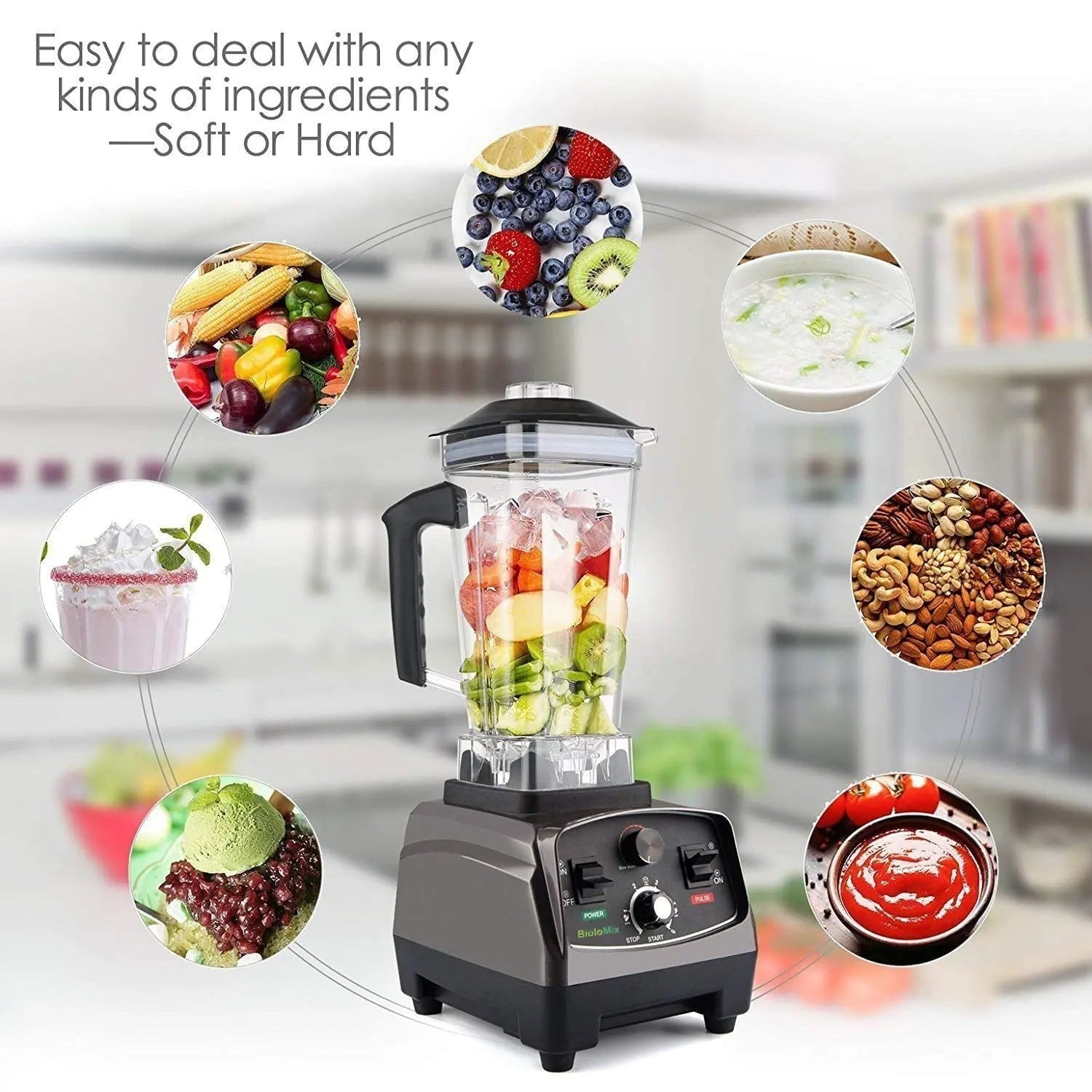 Refined kitchen blender 2200w juicer with timer smoothie maker