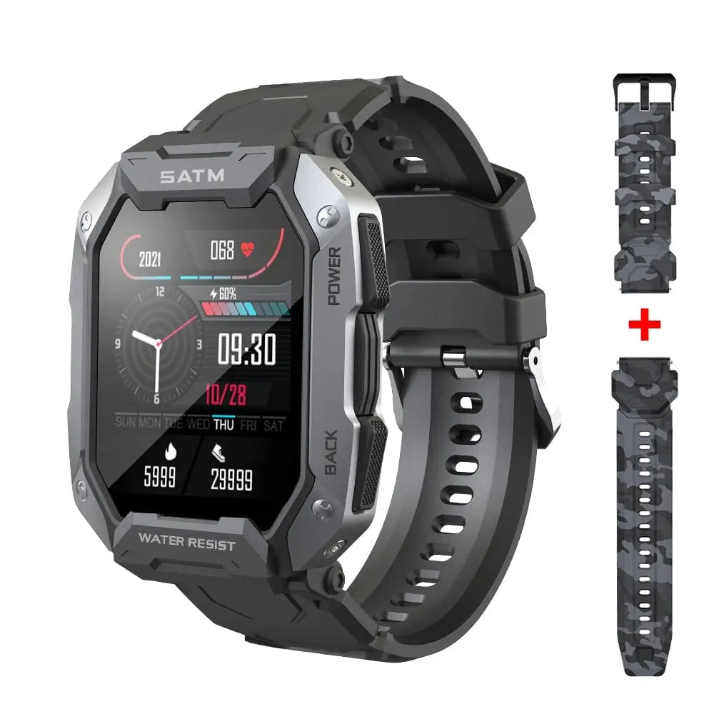 Rugged titanium smart watch IP68 5ATM waterproof military 15 days battery life 