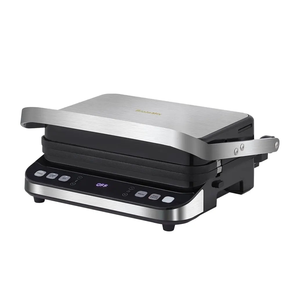 Contact grill/panini press/sandwich toaster 2000W, non-stick coated plates 180 degree grill