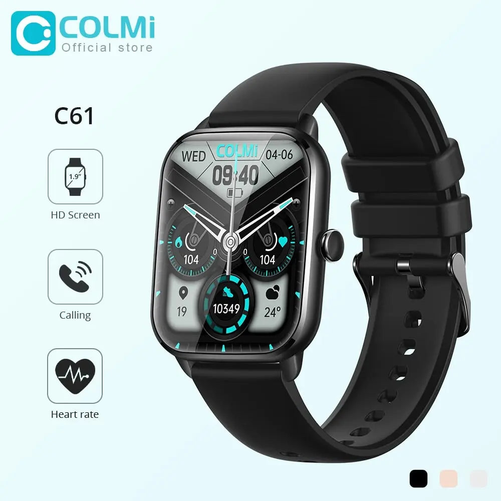 COLMI C61 Smartwatch 15 Days Battery Life 1.9 Inch IPS Screen Fitness Tracker Blood Oxygen 