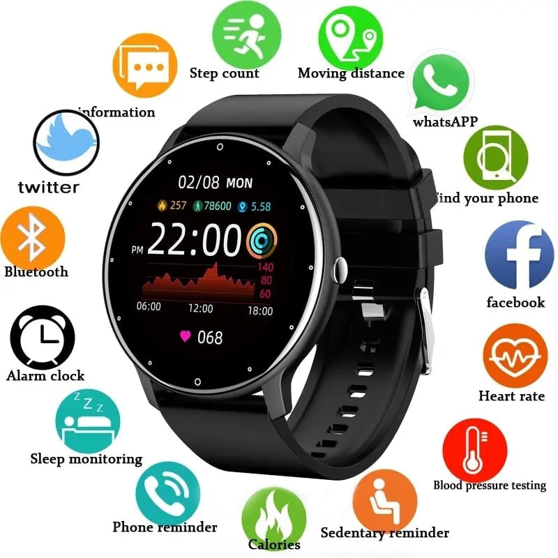 Smartwatch Watch Heart Rate Blood Pressure Multifunctional Sports Watch Men Women Waterproof