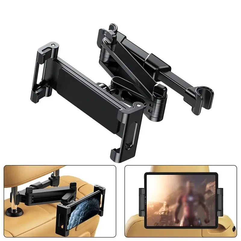 Car back seat telescopic mobile phone/smartphone/tablet holder for e.g. children, travel