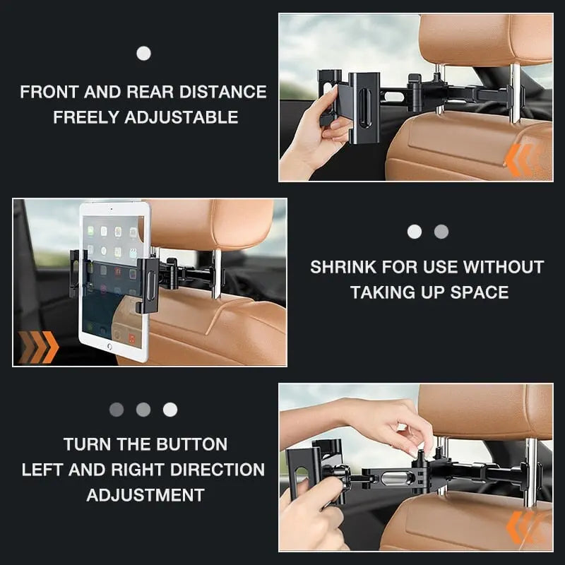 Car back seat telescopic mobile phone/smartphone/tablet holder for e.g. children, travel