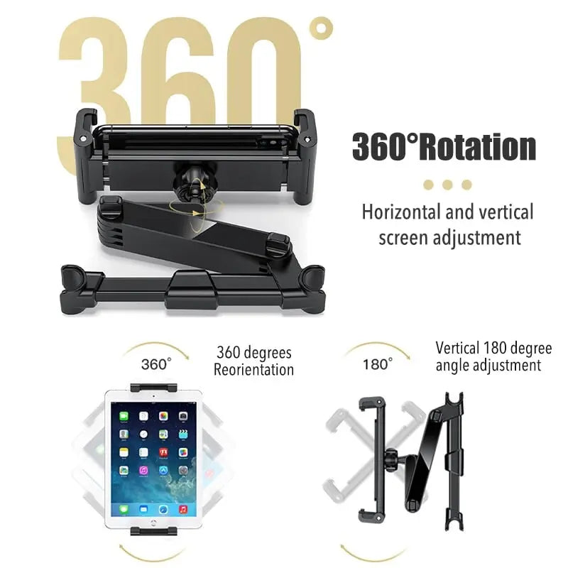 Car back seat telescopic mobile phone/smartphone/tablet holder for e.g. children, travel