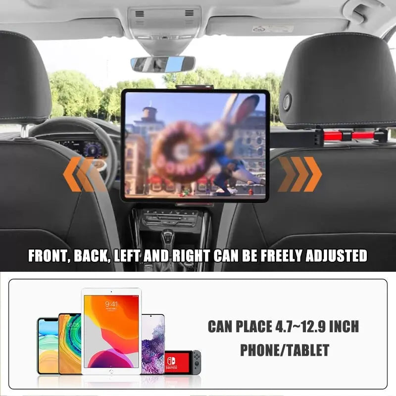 Car back seat telescopic mobile phone/smartphone/tablet holder for e.g. children, travel