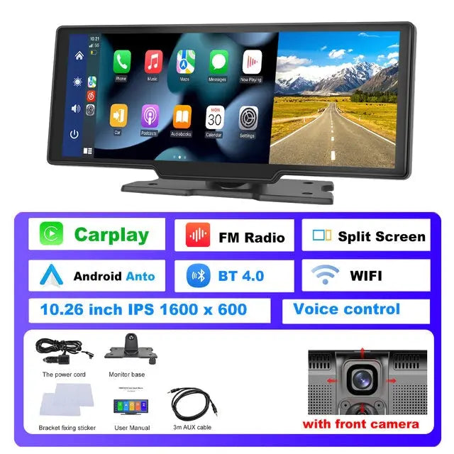 Portable 9.3-inch IPS touchscreen car radio with wireless carplay and Android rear view camera