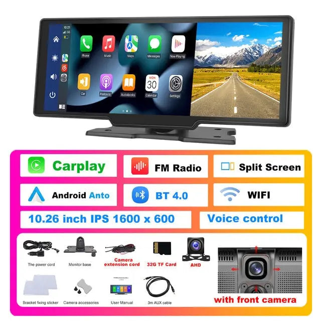 Portable 9.3-inch IPS touchscreen car radio with wireless carplay and Android rear view camera