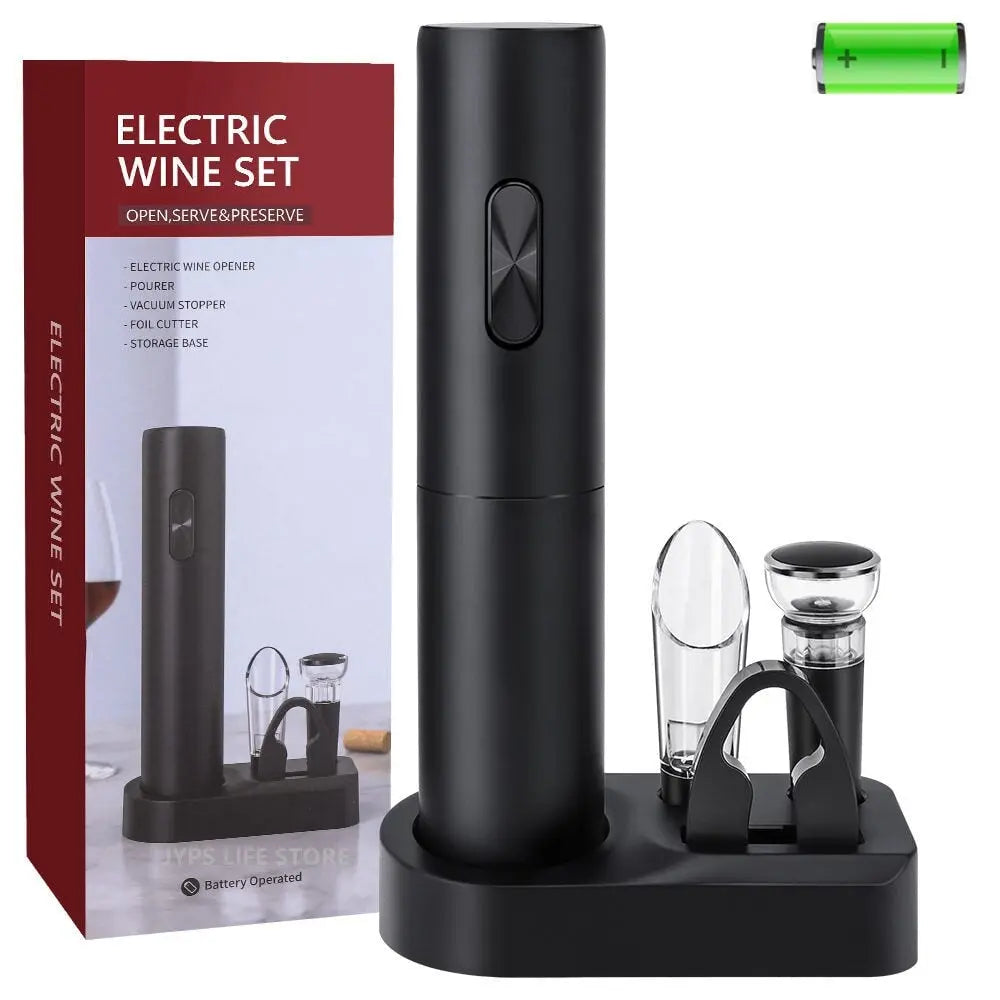 Wine Electric Bottle Opener Electric Corkscrew Foil Cutter Gift Set