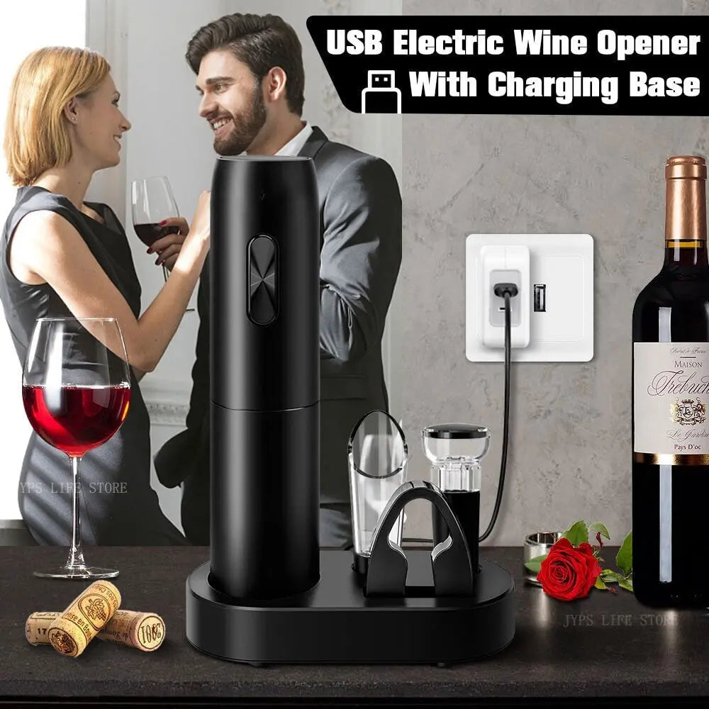 Wine Electric Bottle Opener Electric Corkscrew Foil Cutter Gift Set