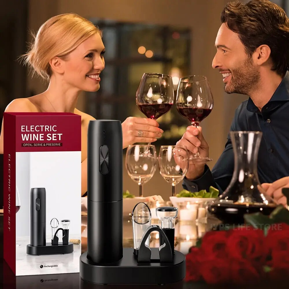 Wine Electric Bottle Opener Electric Corkscrew Foil Cutter Gift Set