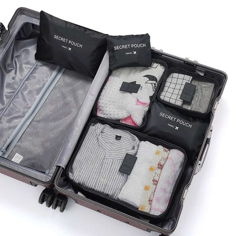 6-teiliges Reise-Aufbewahrungstaschen-Set für Kleidung Reise-Organizer Würfelbeutel 6-teiliges Reise-Aufbewahrungstaschen-Set Raffiniertedinge 
