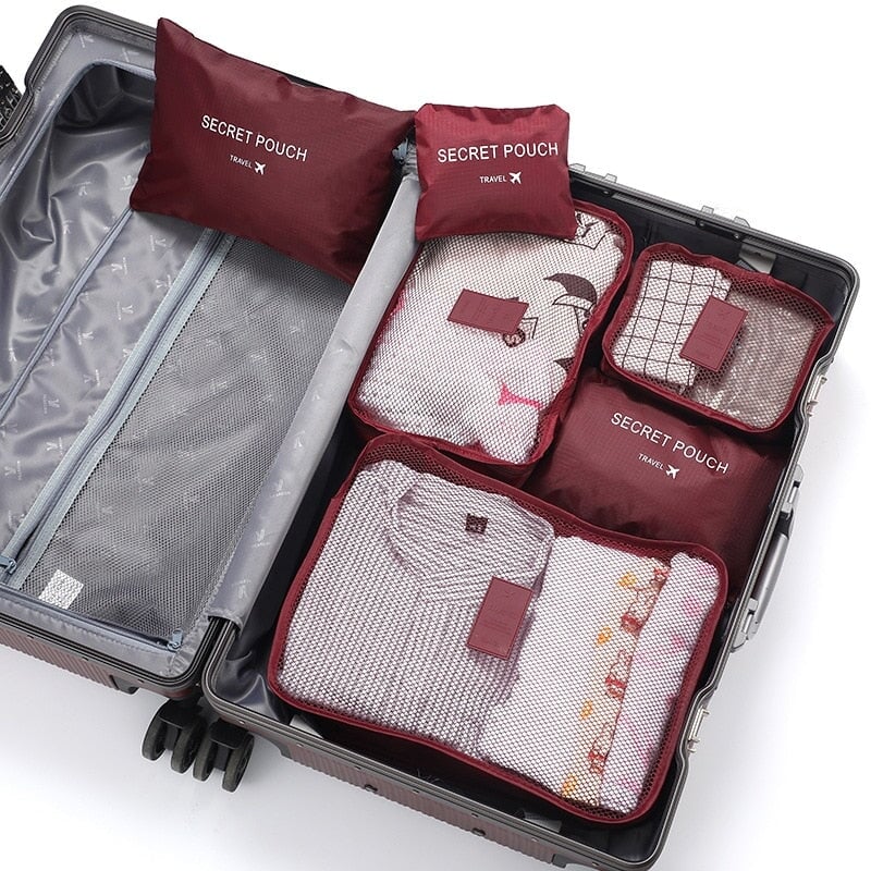 6-teiliges Reise-Aufbewahrungstaschen-Set für Kleidung Reise-Organizer Würfelbeutel 6-teiliges Reise-Aufbewahrungstaschen-Set Raffiniertedinge 