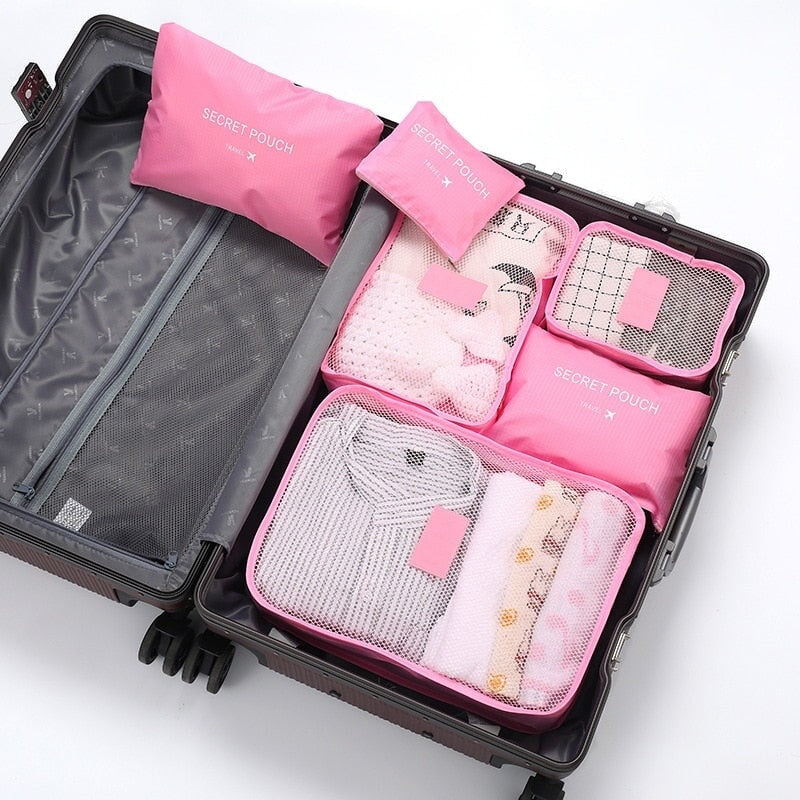 6-teiliges Reise-Aufbewahrungstaschen-Set für Kleidung Reise-Organizer Würfelbeutel 6-teiliges Reise-Aufbewahrungstaschen-Set Raffiniertedinge Pink ca. 5 - 10 Werktage 